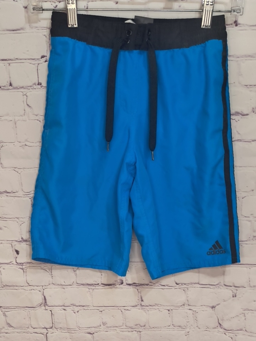 adidas Blue&Black Shorts Waistband and Stripe Built In Under Garment Size S AE